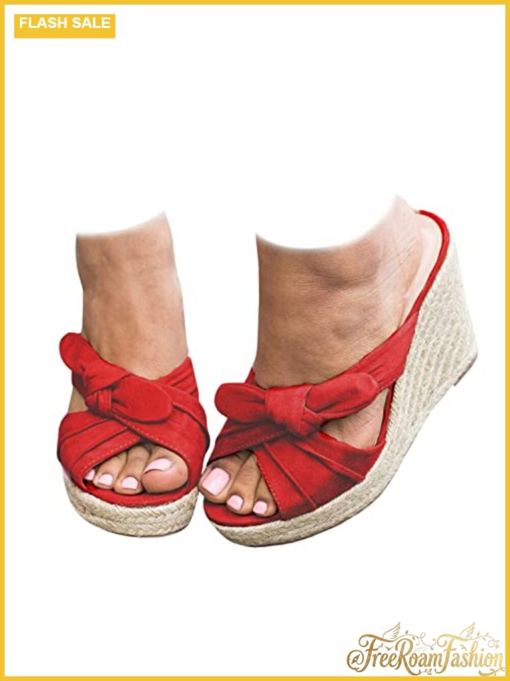 Womens Espadrille Wedge Sandals Slides Bow Knot Open Toe Mules Shoes